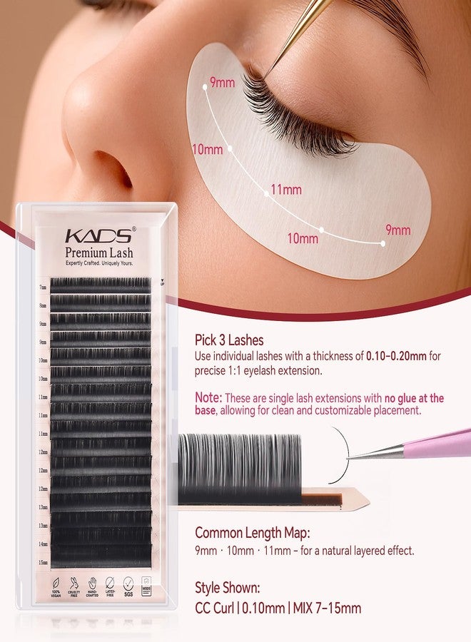 KADS Single Strip False Eyelashes - Individual Fluffy Lashes 4 Curl Types (C/CC/D/DD), 0.03-0.15mm Thickness, 7-20mm Length - DIY Extension Lashes for Volume & Natural Look (C-0.12, 7-15mm) - Image 5
